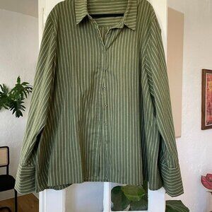 Green Stripped Button down shirt